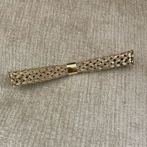 Vintage Hair Bow Barrette Clip - Braided Gold Tone Metal
